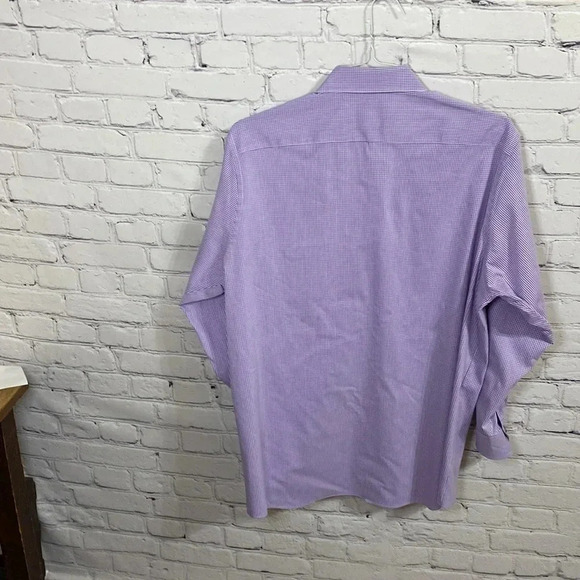 Van Heusen Purple White Checked Button Down Shirt - Picture 5 of 7
